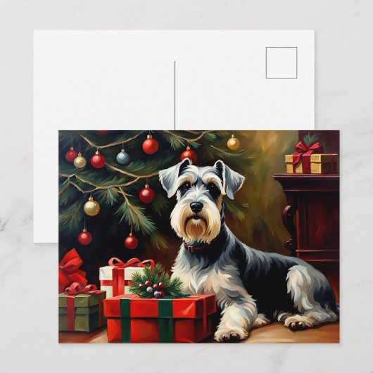 Schnauzer Dog Kerstmis Briefkaart (Voorkant / Achterkant)