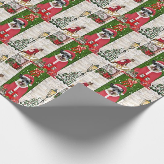 Schnauzer Dog Kerstmis Cadeaupapier (Hoek)
