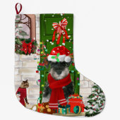 Schnauzer Dog Kerstmis Grote Kerstsok (Voorkant)