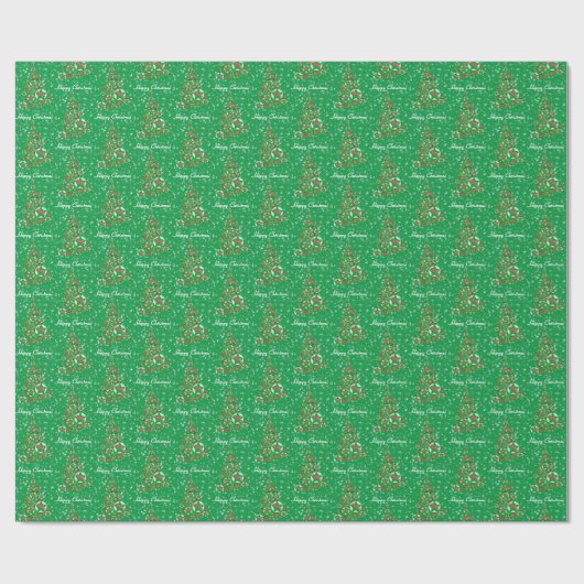 Schnauzer Dog Kerstmis - Holiday Green Cadeaupapier (Vlak)