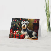 Schnauzer Dog Kerstmis Kaart (Voorkant)