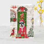 Schnauzer Dog Kerstmis Kaart (Gele Bloem)