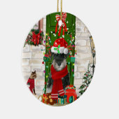 Schnauzer Dog Kerstmis Keramisch Ornament (Rechts)