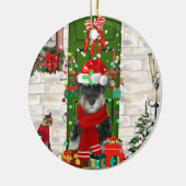 Schnauzer Dog Kerstmis Keramisch Ornament (Links)