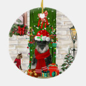 Schnauzer Dog Kerstmis Keramisch Ornament (Achterkant)