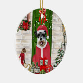 Schnauzer Dog Kerstmis Keramisch Ornament (Rechts)