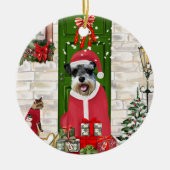 Schnauzer Dog Kerstmis Keramisch Ornament (Voorkant)