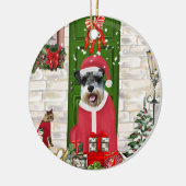 Schnauzer Dog Kerstmis Keramisch Ornament (Links)