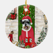 Schnauzer Dog Kerstmis Keramisch Ornament (Achterkant)