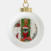 Schnauzer Dog Kerstmis Keramische Bal Ornament (Voorkant)