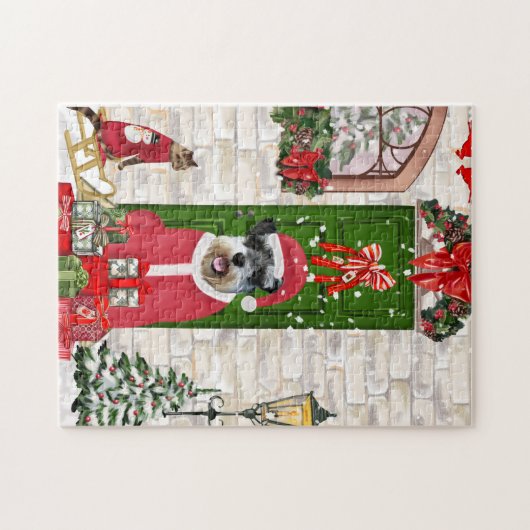 Schnauzer Dog Kerstmis Legpuzzel (Horizontaal)
