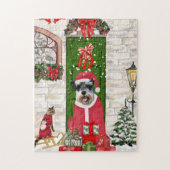 Schnauzer Dog Kerstmis Legpuzzel (Verticaal)