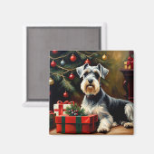 Schnauzer Dog Kerstmis Magneet (Voorkant / Achterkant)