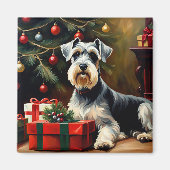 Schnauzer Dog Kerstmis Magneet (Voorkant)