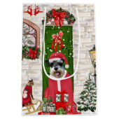 Schnauzer Dog Kerstmis Medium Cadeauzakje (Achterkant)