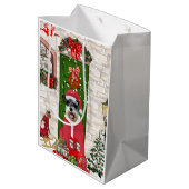 Schnauzer Dog Kerstmis Medium Cadeauzakje (Achterkant Gekanteld)