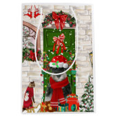 Schnauzer Dog Kerstmis Medium Cadeauzakje (Voorkant)