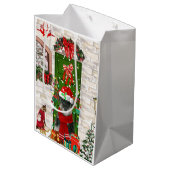 Schnauzer Dog Kerstmis Medium Cadeauzakje (Achterkant Gekanteld)
