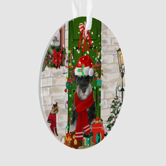 Schnauzer Dog Kerstmis Ornament (voorkant)