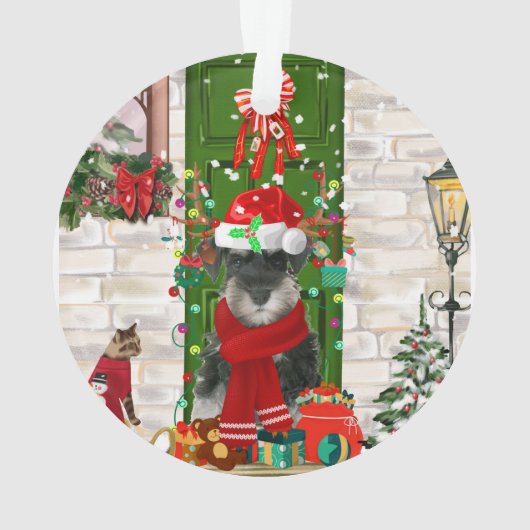 Schnauzer Dog Kerstmis Ornament (achterkant)