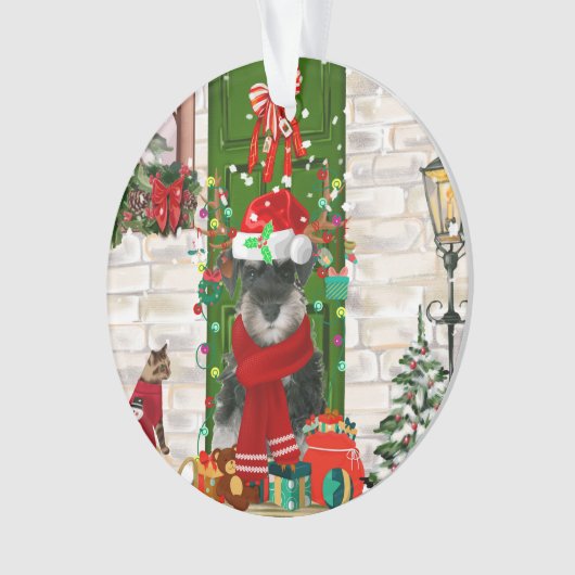 Schnauzer Dog Kerstmis Ornament (voorkant)