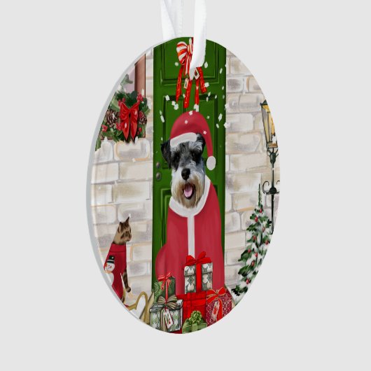 Schnauzer Dog Kerstmis Ornament (voorkant)