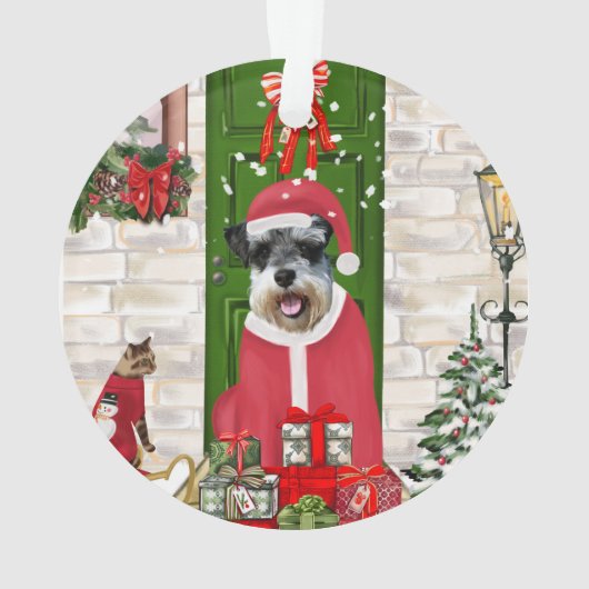 Schnauzer Dog Kerstmis Ornament (achterkant)