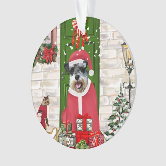Schnauzer Dog Kerstmis Ornament (voorkant)