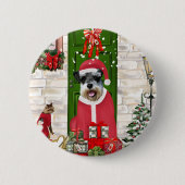 Schnauzer Dog Kerstmis Ronde Button 5,7 Cm (Voorkant)