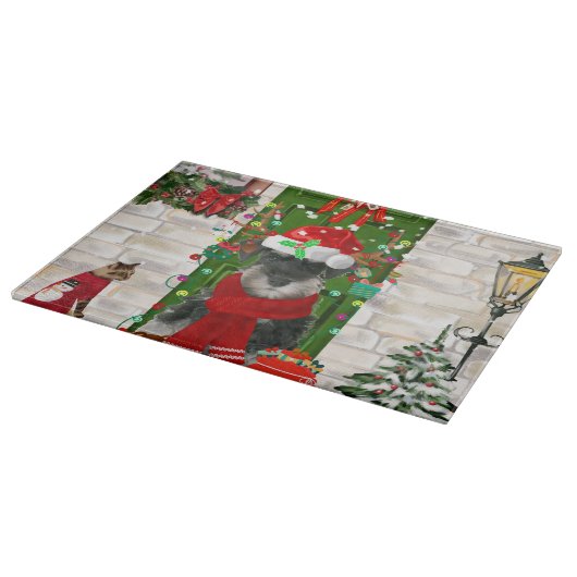 Schnauzer Dog Kerstmis Snijplank (Hoek)