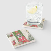 Schnauzer Dog Kerstmis Stenen Onderzetter (Zijkant)