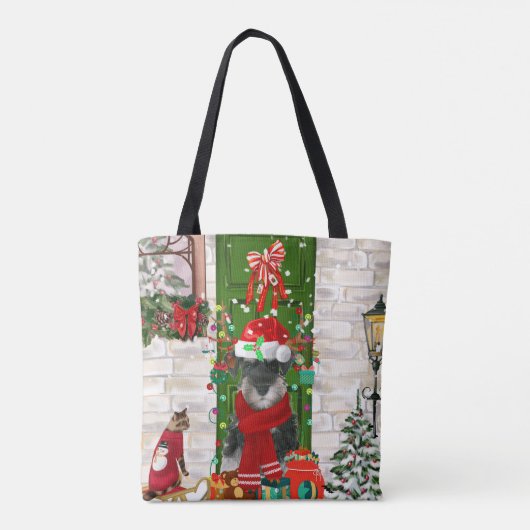 Schnauzer Dog Kerstmis Tote Bag (Achterkant)