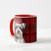 Schnauzer Dog Lover Holiday Red Plaid Christmas Mok (Voorkant links)