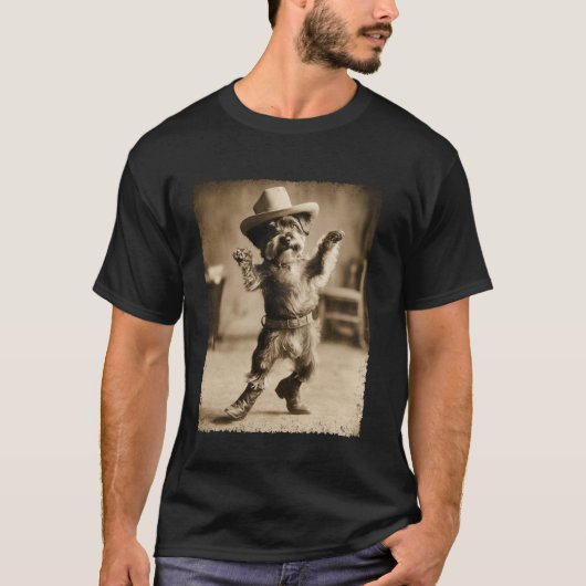Schnauzer Dog Meme Silly Cowboy Funny T-shirt (Voorkant)