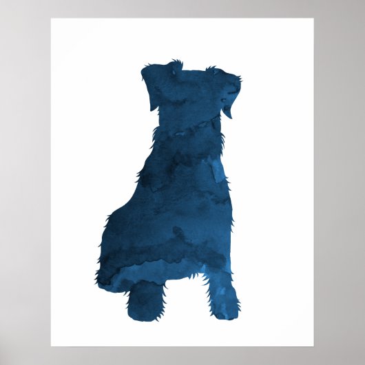 Schnauzer Dog Navy Blue Silhouette Poster (Voorkant)