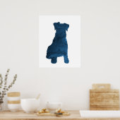 Schnauzer Dog Navy Blue Silhouette Poster (Keuken)
