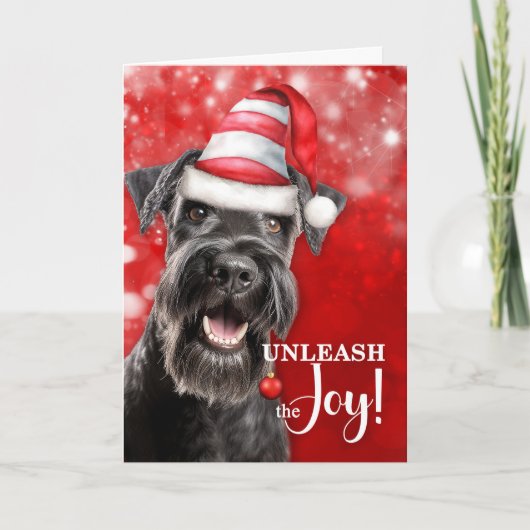 Schnauzer Dog ontketent de vreugde van Kerstmis Feestdagen Kaart (Voorkant)