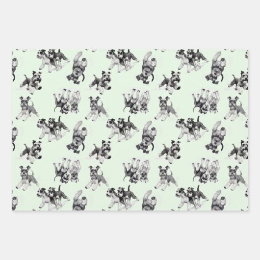 Schnauzer Dog Pattern Inpakpapier Vel (Voorkant 3)