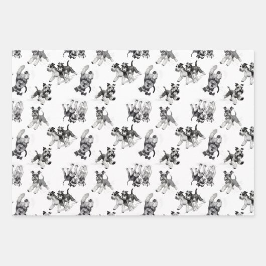 Schnauzer Dog Pattern Inpakpapier Vel (Voorkant 2)
