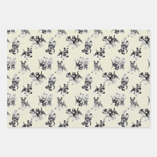 Schnauzer Dog Pattern Inpakpapier Vel (Voorkant)