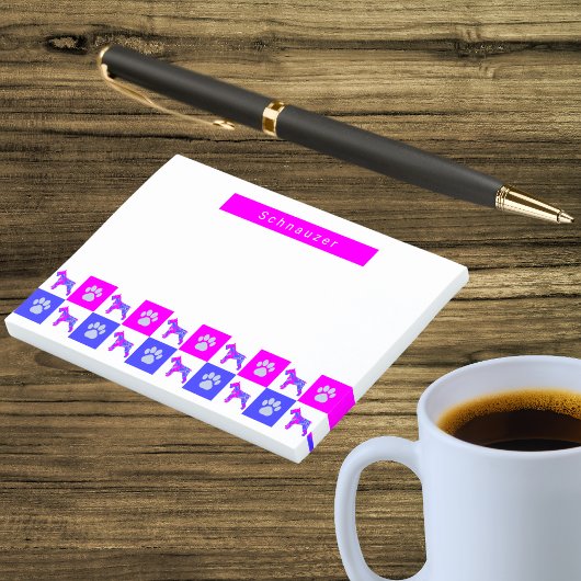 Schnauzer Dog & Paw Hot Pink & Blue Post-it® Notes