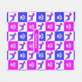 Schnauzer Dog & Paw Hot Pink en Blue Fleece Deken (Voorkant (Horizontaal))