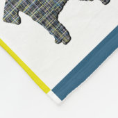 Schnauzer Dog & Paw Print Yellow Grid Silhouette Fleece Deken (Hoek)