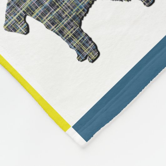 Schnauzer Dog & Paw Print Yellow Grid Silhouette Fleece Deken (Hoek)