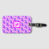 Schnauzer Dog Pink & Blue Silhouette Monogram Bagagelabel (Voorkant (horizontaal))