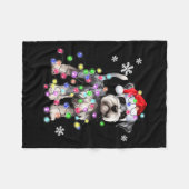 Schnauzer Dog Reindeer Christmas Lights Ugly Xmas Fleece Deken (Voorkant (Horizontaal))