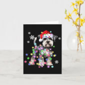 Schnauzer Dog Reindeer Christmas Lights Ugly Xmas Kaart (Gele Bloem)