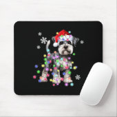 Schnauzer Dog Reindeer Christmas Lights Ugly Xmas Muismat (Met muis)