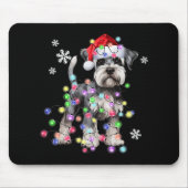 Schnauzer Dog Reindeer Christmas Lights Ugly Xmas Muismat (Voorkant)