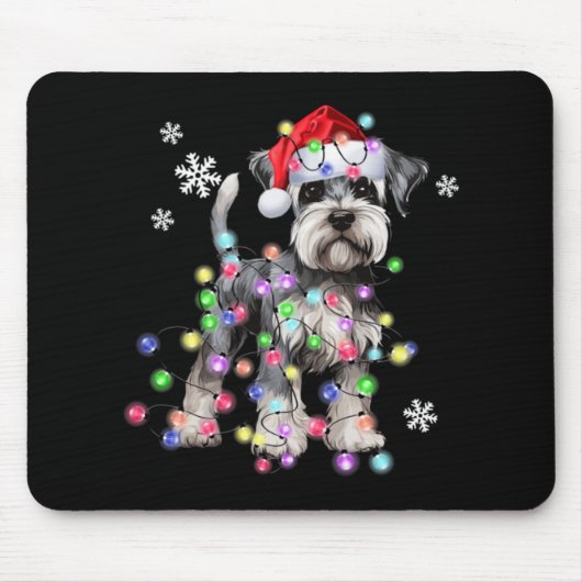 Schnauzer Dog Reindeer Christmas Lights Ugly Xmas  Muismat (Voorkant)